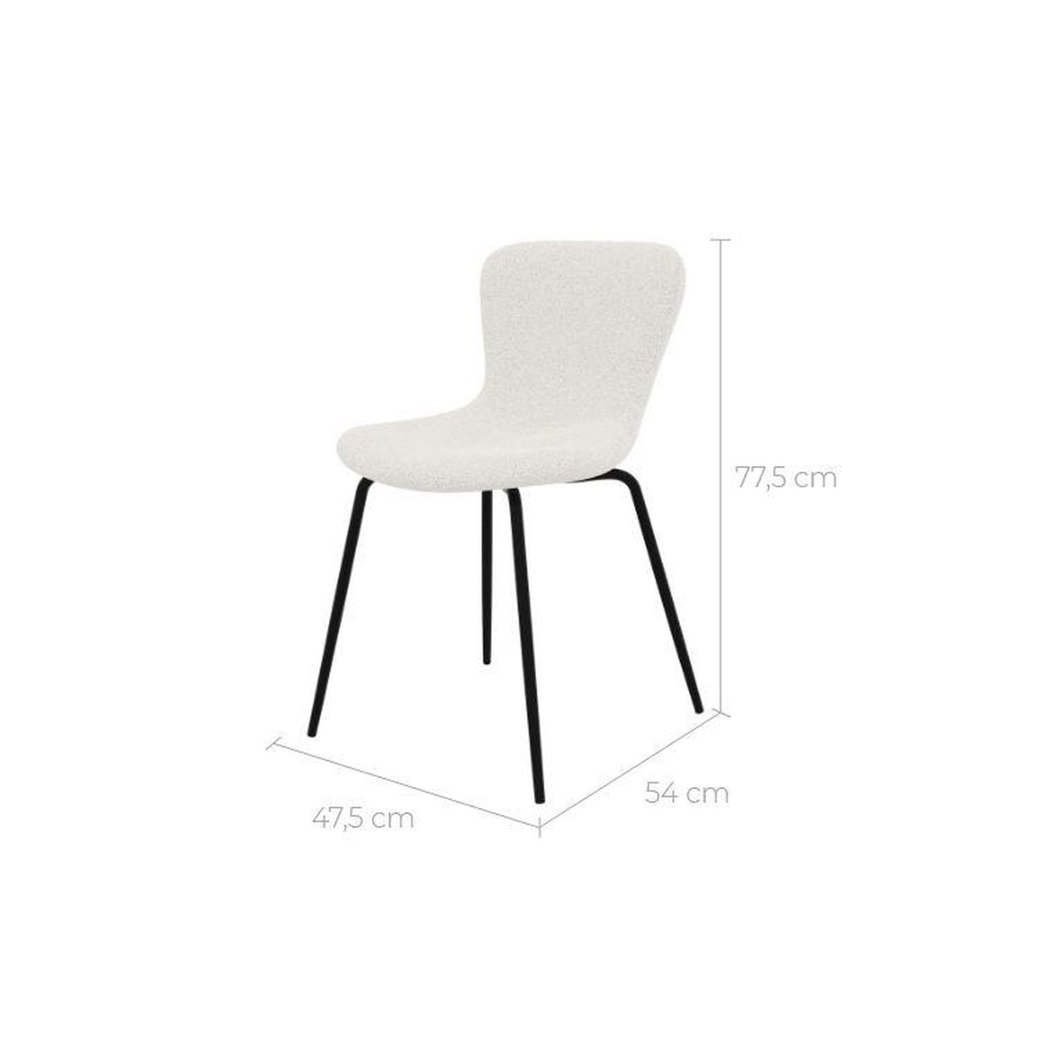 Voir la diapositive 4 : MAISON PAVANE Lot de 2 chaises effet laine bouclette blanche et pieds en métal-koko