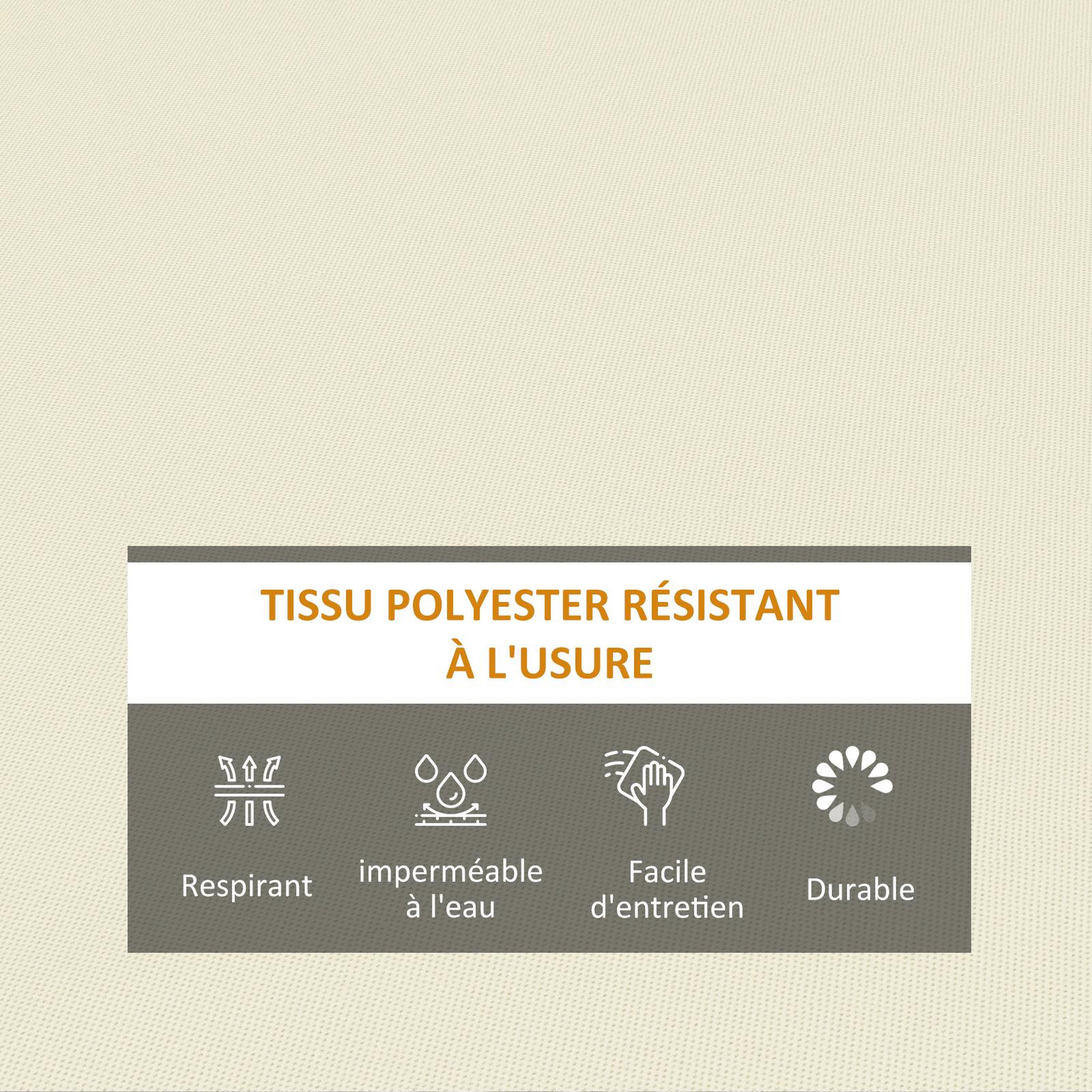Voir la diapositive 4 : OUTSUNNY Coussin de banc de jardin déhoussable - coussin balancelle - dim. 120L x 50l cm - rembourrage 8 cm - cordons d'attache - polyester crème
