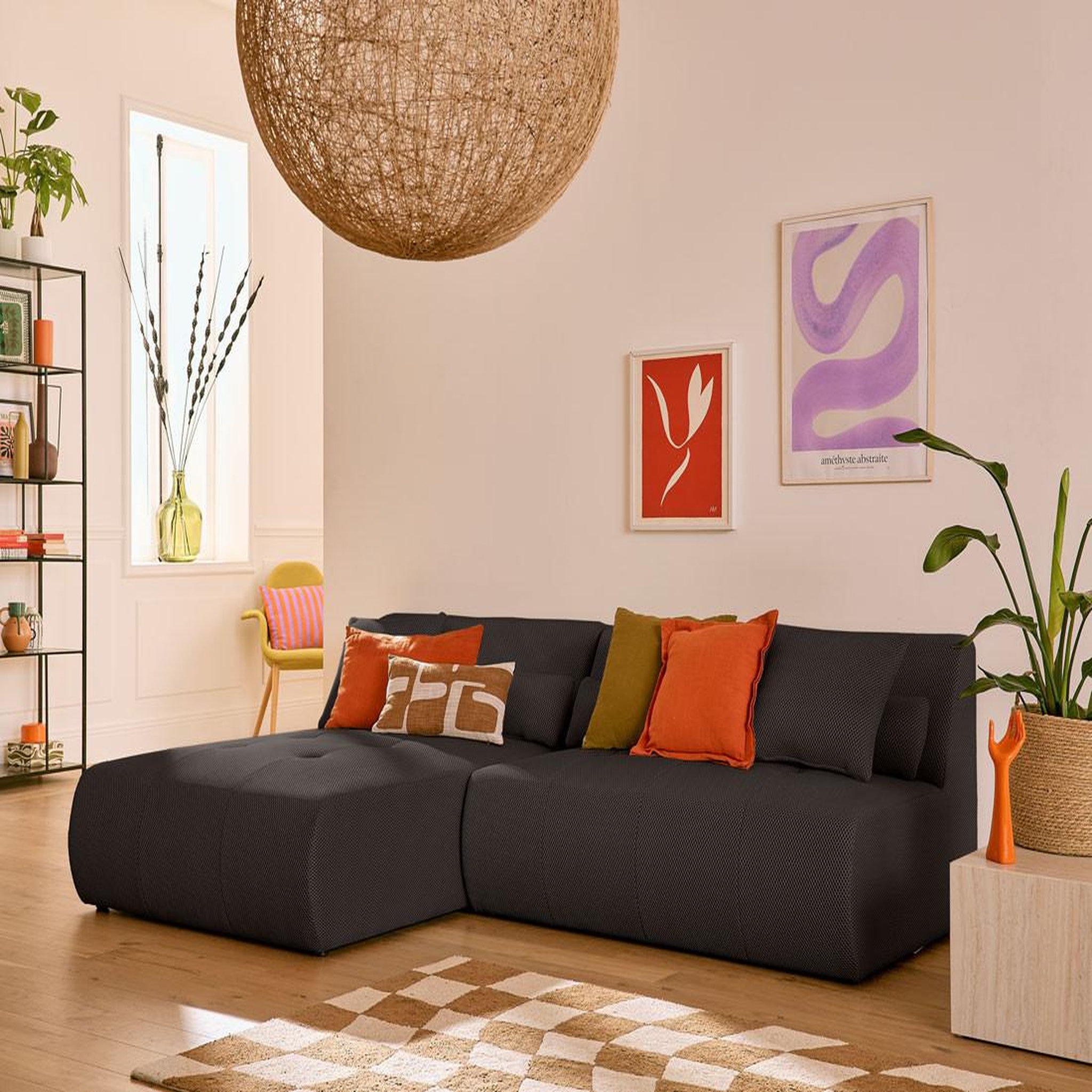 Voir la diapositive 1 : LISA DESIGN Onyx - canapé modulable d'angle réversible 4 places - en tissu mailles 3d