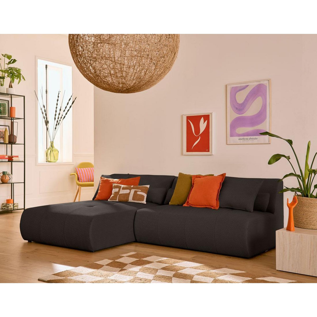 LISA DESIGN Onyx - canapé modulable d'angle réversible 4 places - en tissu mailles 3d