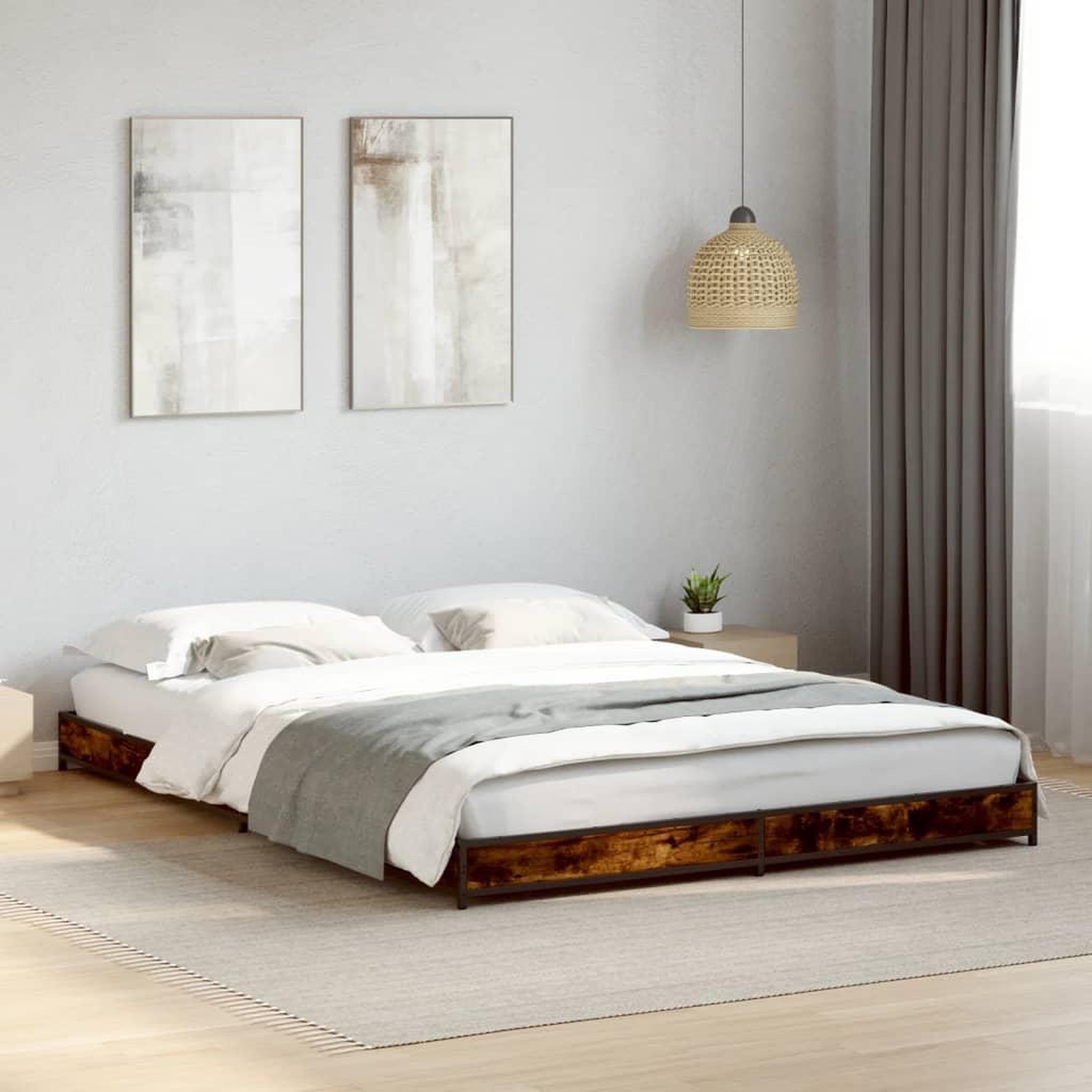 VIDAXL Cadre de lit sans matelas chene fume 120x200 cm