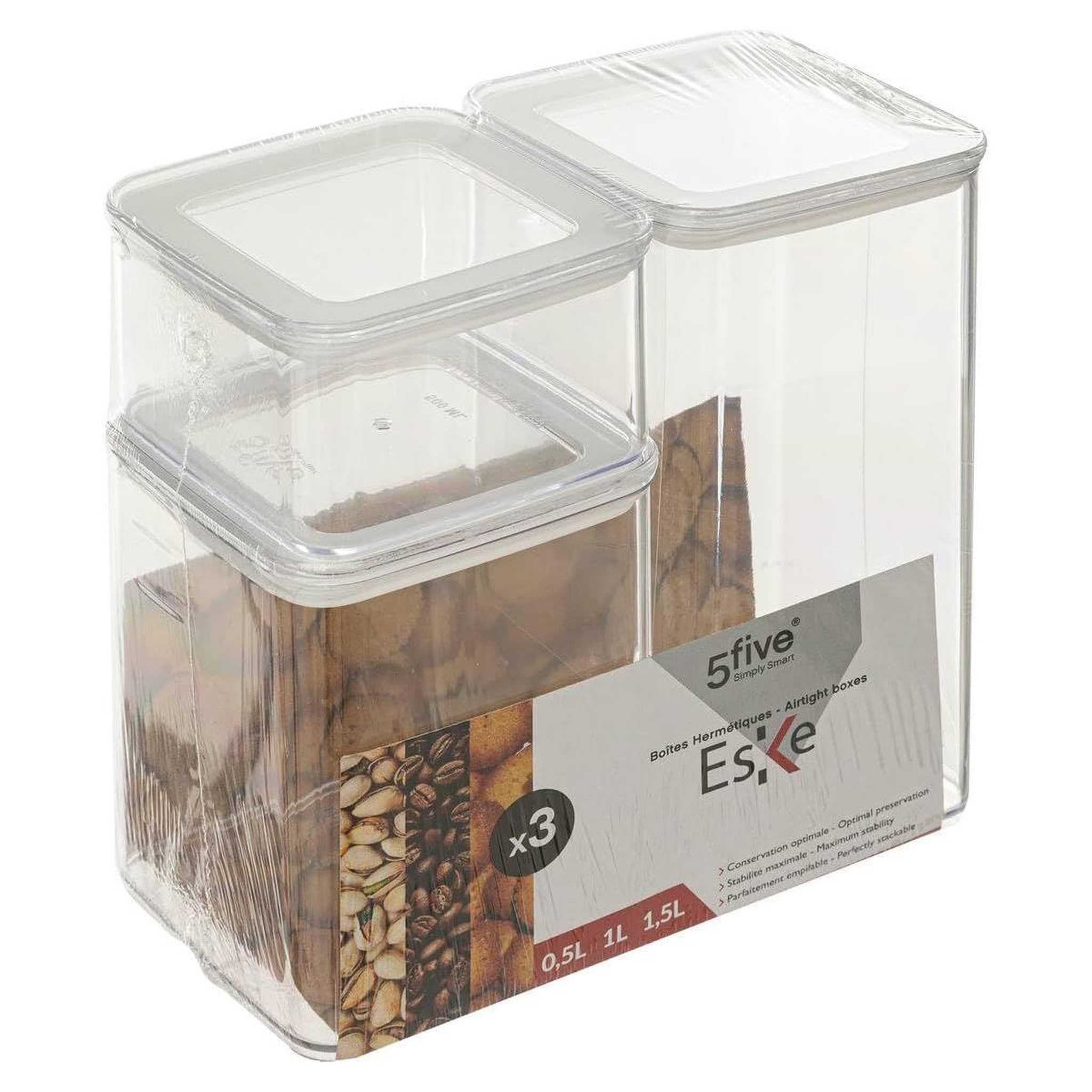 Voir la diapositive 5 : FIVE Lot de 3 Boîtes de Conservation  Eske  3L Transparent