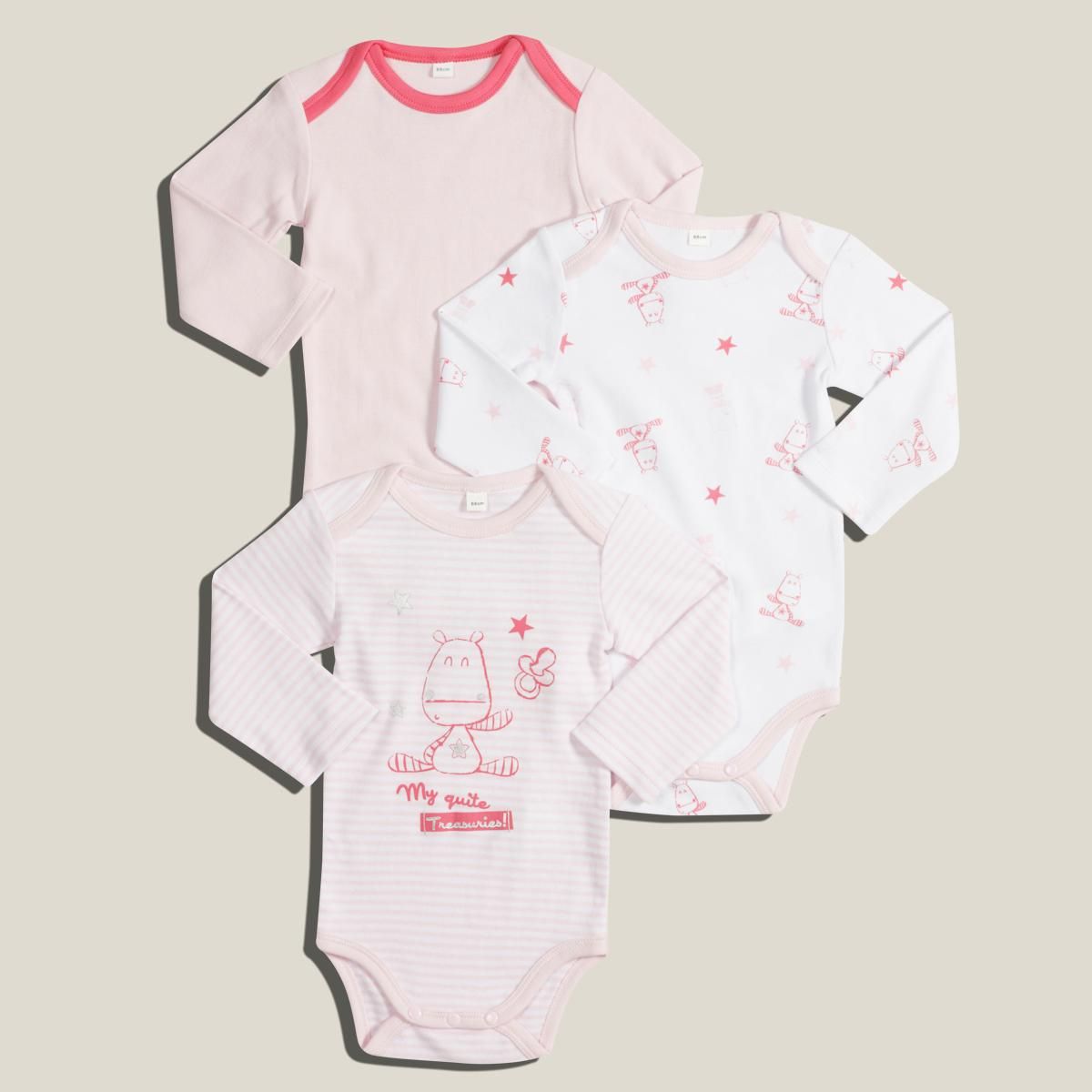 IN EXTENSO Lot de 3 bodies manches longues bébé