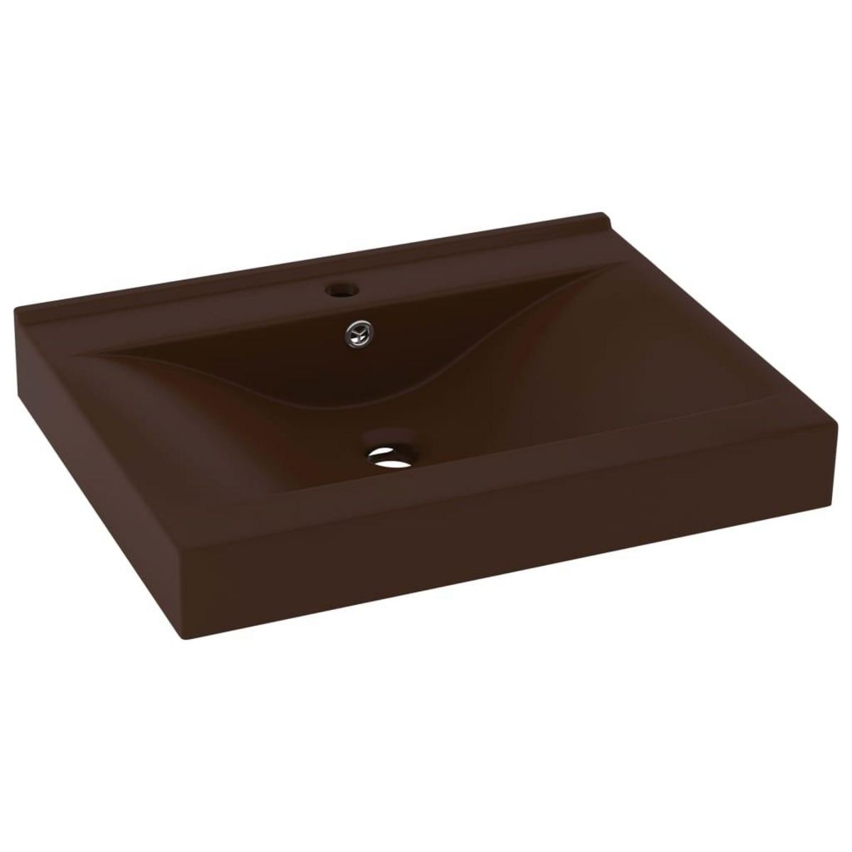 VIDAXL Lavabo avec trou de robinet Marron fonce mat 60x46 cm Ceramique