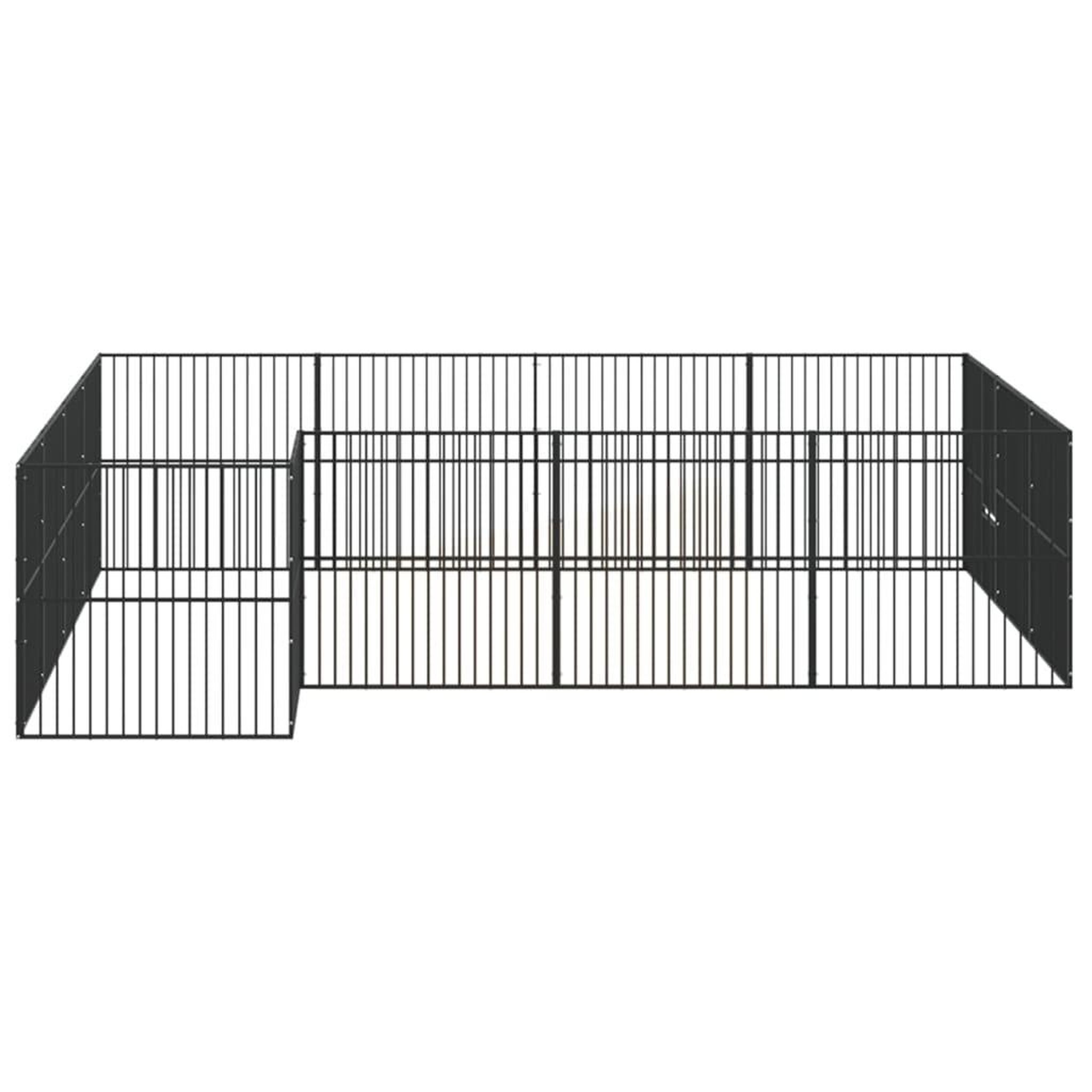 Voir la diapositive 5 : VIDAXL Parc pour chien 16 panneaux noir acier galvanise