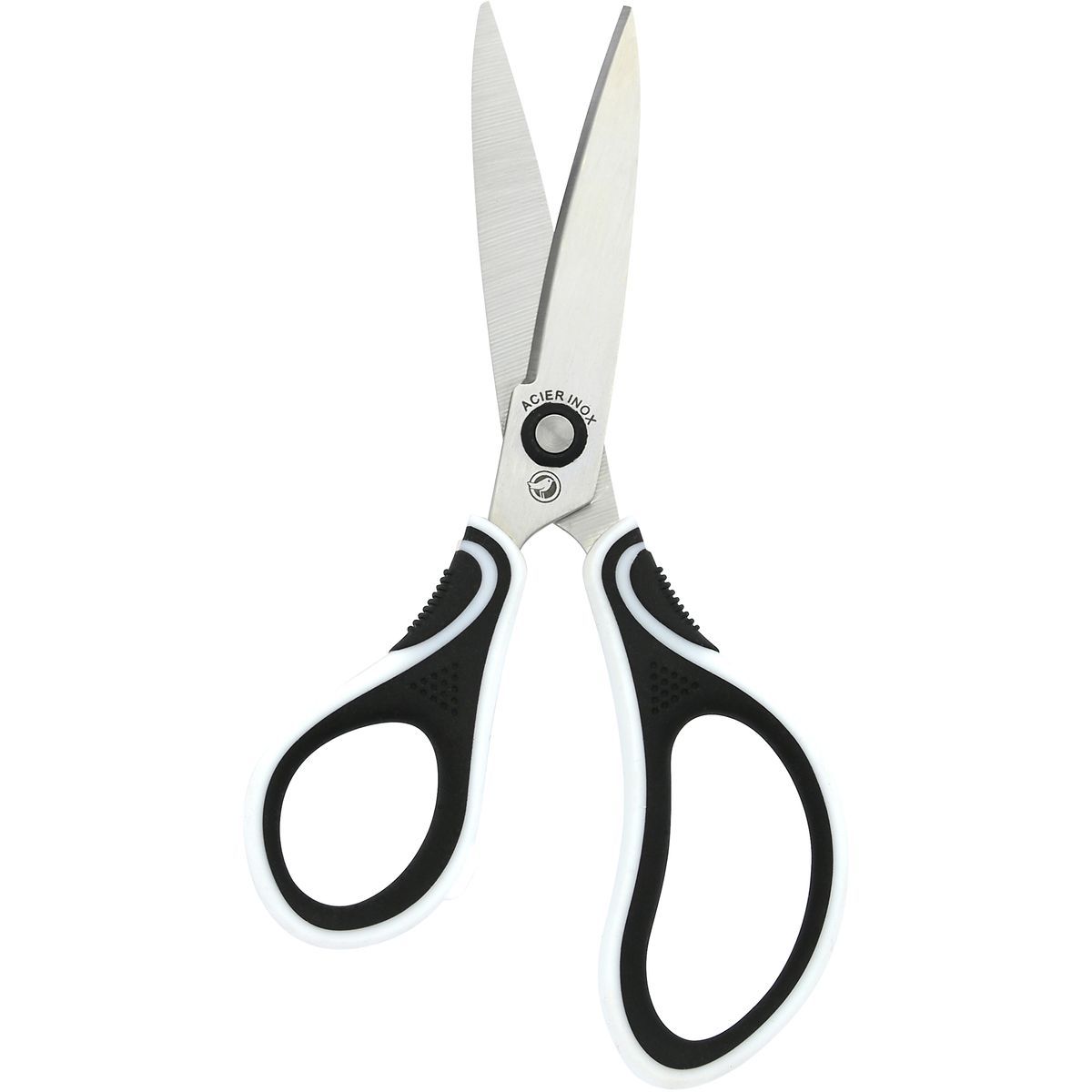 AUCHAN Paire de ciseaux bouts pointus 17cm gaucher bi matière noir