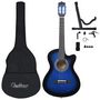 Voir la diapositive 2 : VIDAXL Ensemble de guitare découpée classique 12 pcs 6 cordes Bleu 38