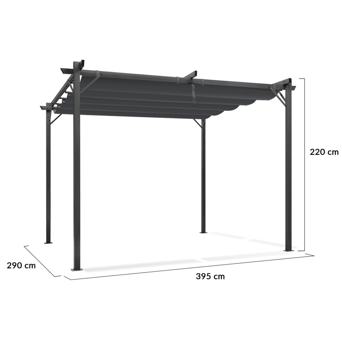 ID MARKET Pergola toit rétractable 4 pieds 3x4 M tonnelle gris anthracite