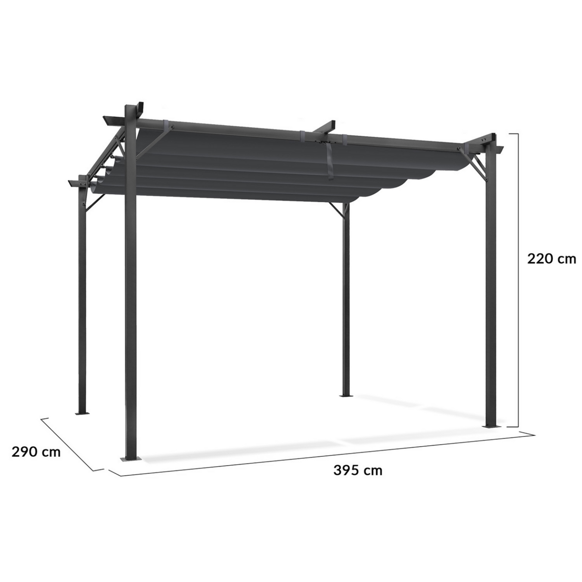 ID MARKET Pergola toit rétractable 4 pieds 3x4 M tonnelle gris anthracite