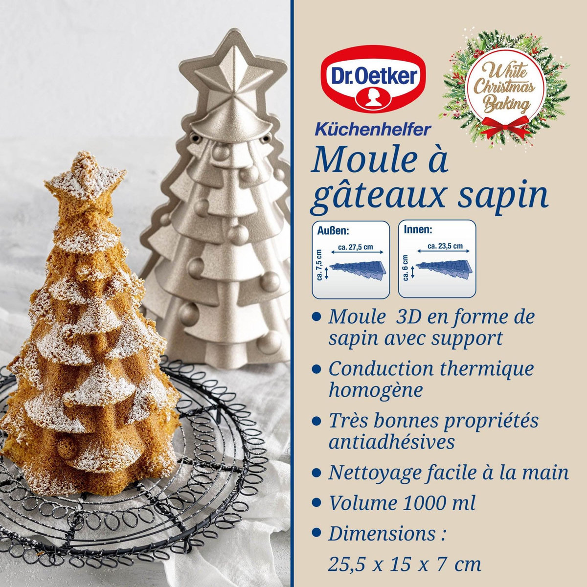 DR.OETKER Moule à gâteaux original en forme de sapin de noël 17 x 7,5 cm Dr.Oetker Christmas