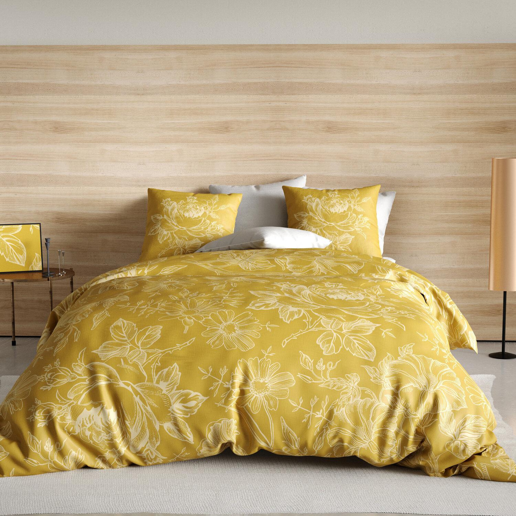 Voir la diapositive 1 : Les Ateliers du Linge Parure housse de couette 100% coton 57fils-victoria ocre