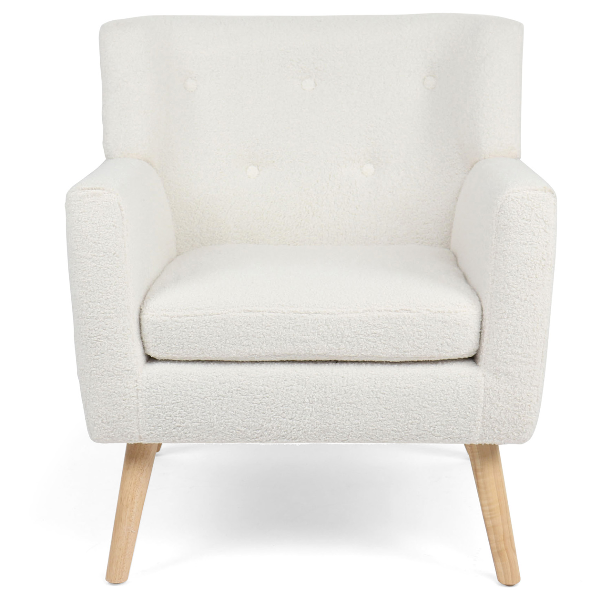 Voir la diapositive 3 : ID MARKET Fauteuil scandinave liv en tissu bouclette blanc
