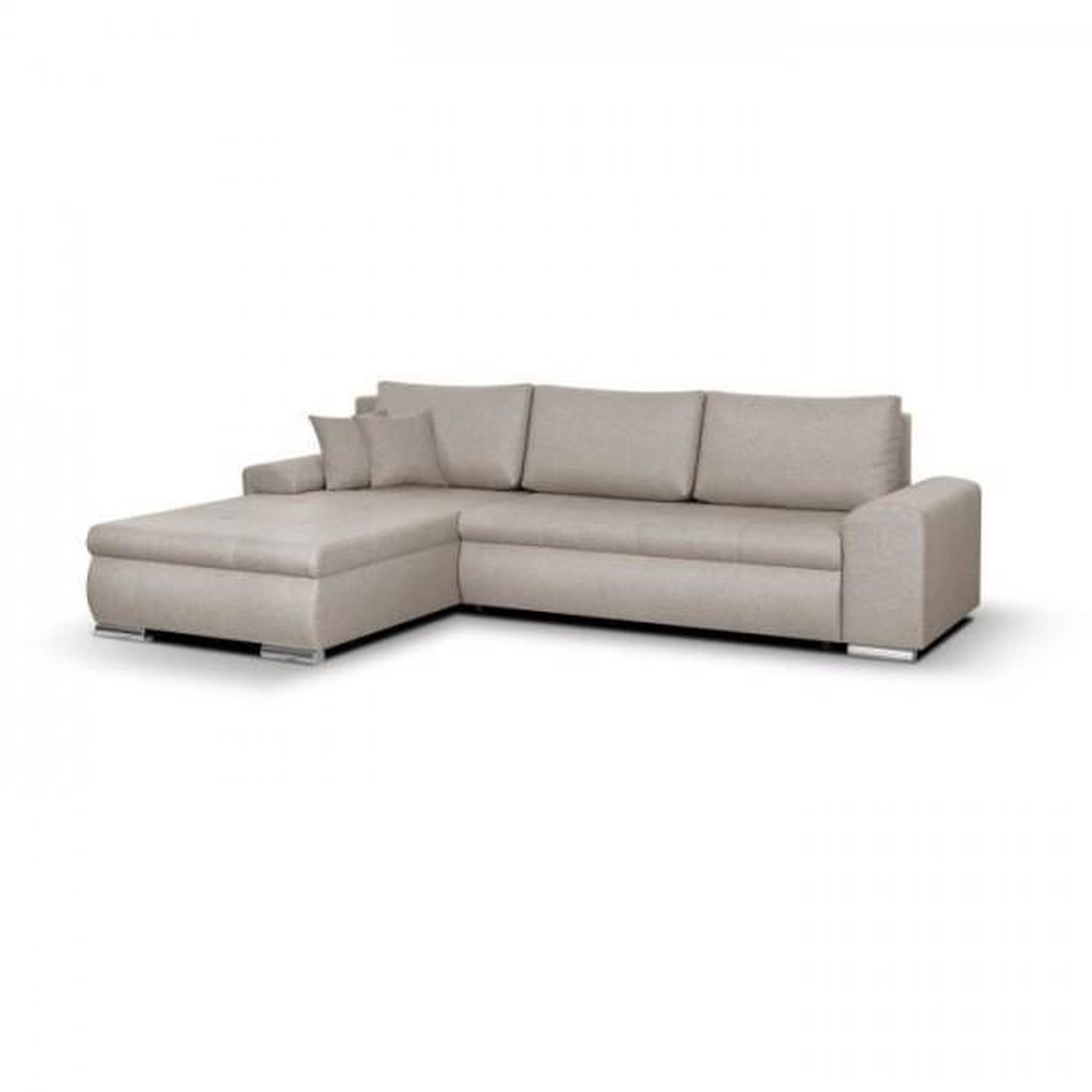 Voir la diapositive 3 : MARKET24 Canapé d'angle convertible réversible + coffre de rangement - Tissu Beige - L 289 x P 94/188 x H 88 cm - INDIAN