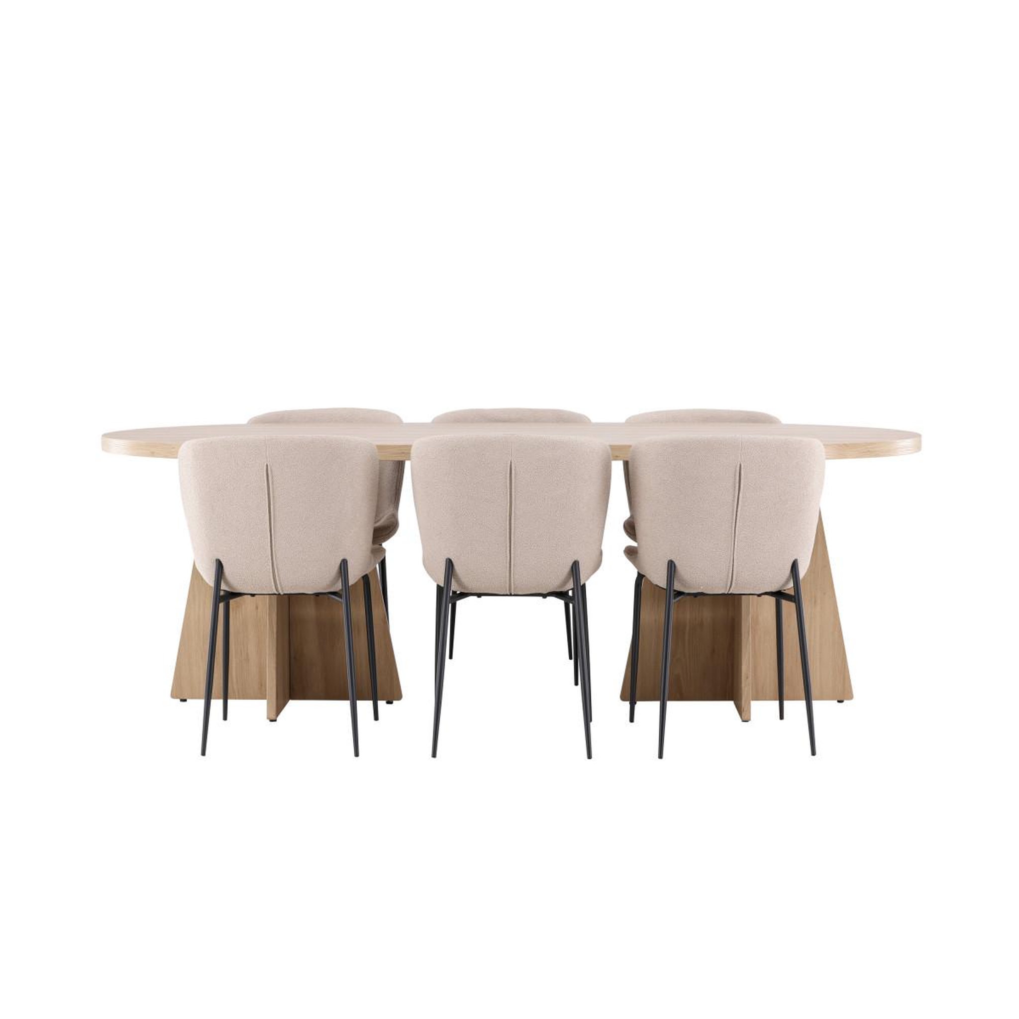 Voir la diapositive 2 : Paris Prix Ensemble table à manger & 6 chaises  bootcut & modesto  230cm naturel & beige