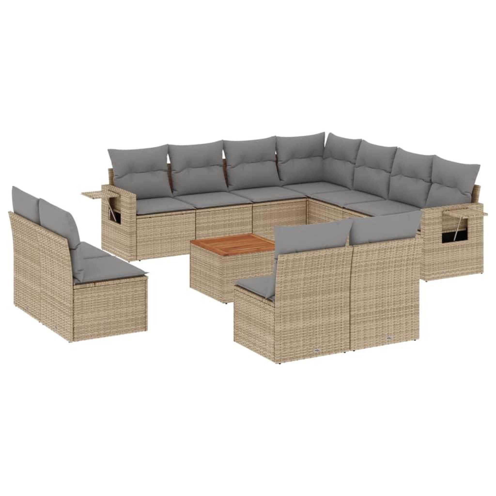 Voir la diapositive 2 : VIDAXL Salon de jardin avec coussins 12 pcs beige resine tressee
