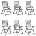 VIDAXL Chaises inclinables de jardin lot de 6 Gris Bois solide acacia