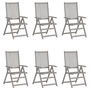Voir la diapositive 1 : VIDAXL Chaises inclinables de jardin lot de 6 Gris Bois solide acacia