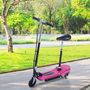 Voir la diapositive 2 : HOMCOM Trottinette électrique pliable 120 W enfant 7 à 12 ans lumière LED hauteur guidon et selle réglable 10 Km/h max. rose