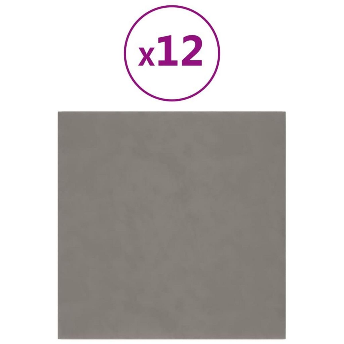 VIDAXL Panneaux muraux 12 pcs Gris clair 30x30 cm Velours 1,08 m²