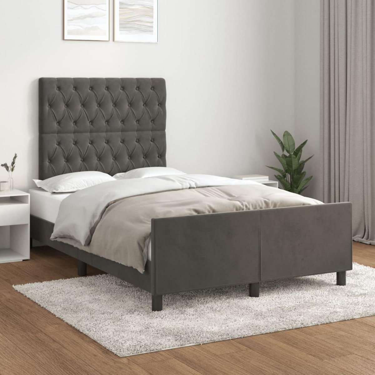 VIDAXL Cadre de lit sans matelas gris fonce 120x200 cm velours