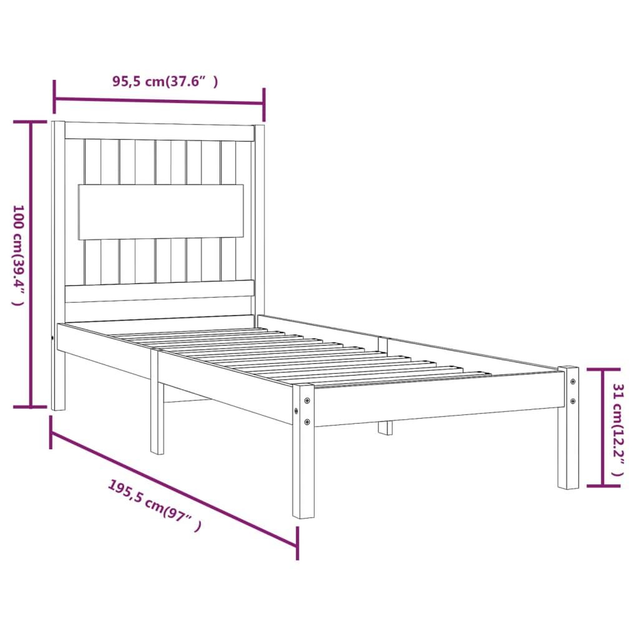 Voir la diapositive 6 : VIDAXL Cadre de lit sans matelas blanc bois massif