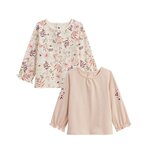 Petit Béguin Lot de 2 t-shirts enfant manches longues Manouk. Coloris disponibles : Rose