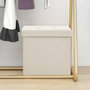 Voir la diapositive 1 : VIDAXL Tabouret de rangement pliable Blanc creme Faux lin