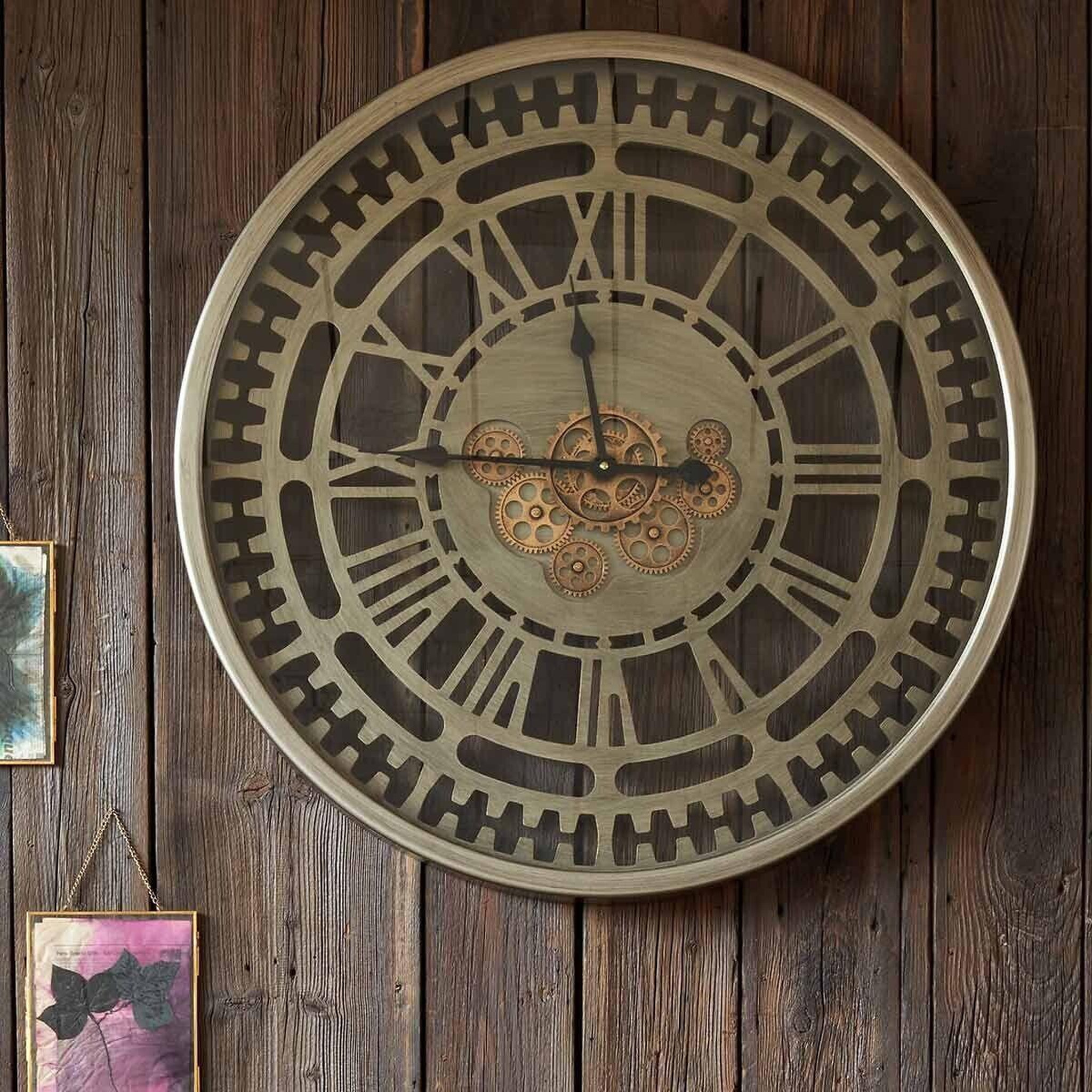 Voir la diapositive 6 : ATMOSPHERA Horloge murale vintage  mécanisme  80cm marron