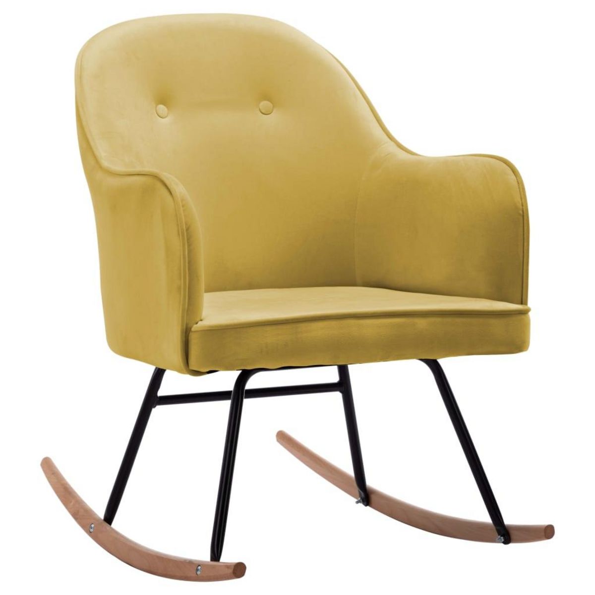 VIDAXL Chaise a bascule Jaune moutarde Velours