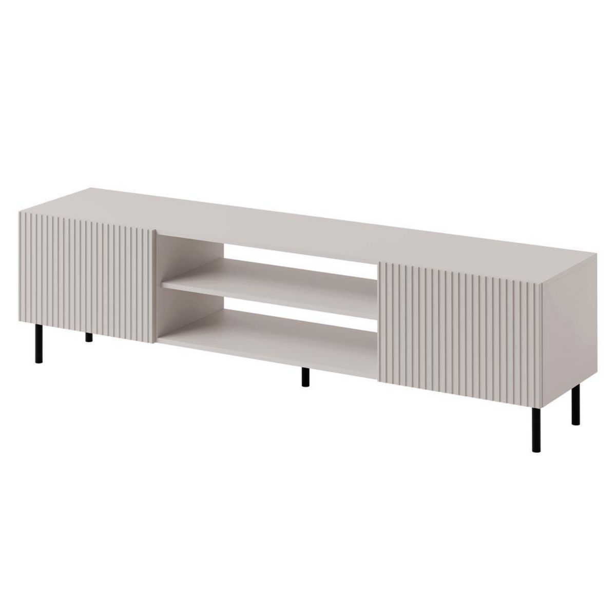 BEST MOBILIER Timote - meuble tv 2 portes et 2 niches - écru - 181 cm