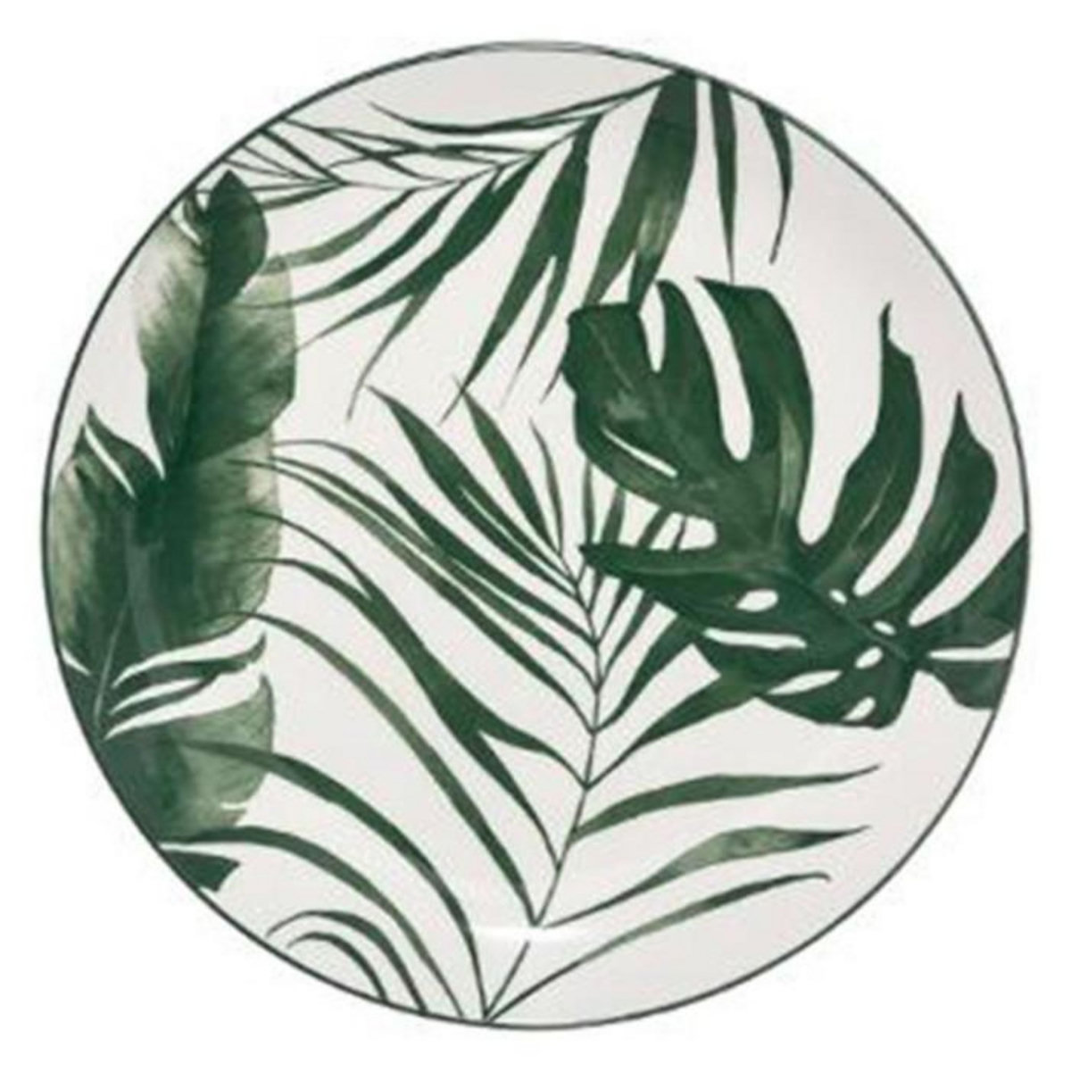 SECRET DE GOURMET Lot de 6 Assiettes à Dessert  Palme  19cm Vert