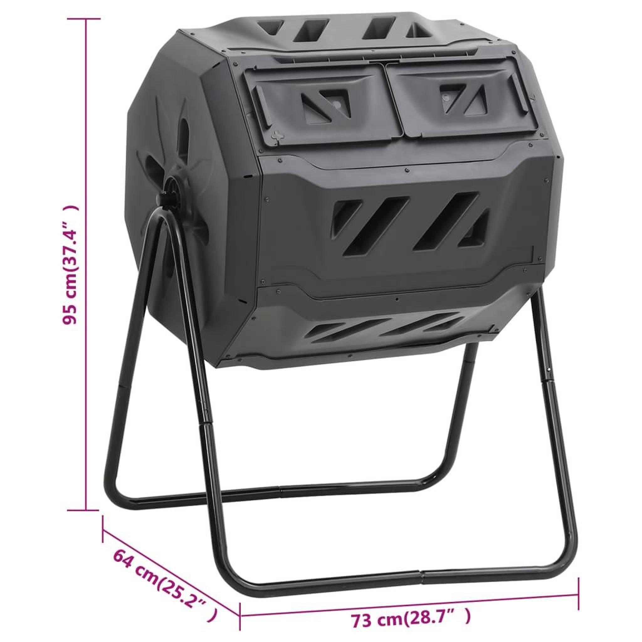 Voir la diapositive 6 : VIDAXL Bac a compost de jardin noir 73x64x95 cm 160 l