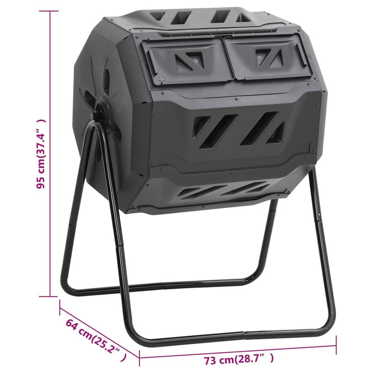 VIDAXL Bac a compost de jardin Noir 73x64x95 cm 160 L