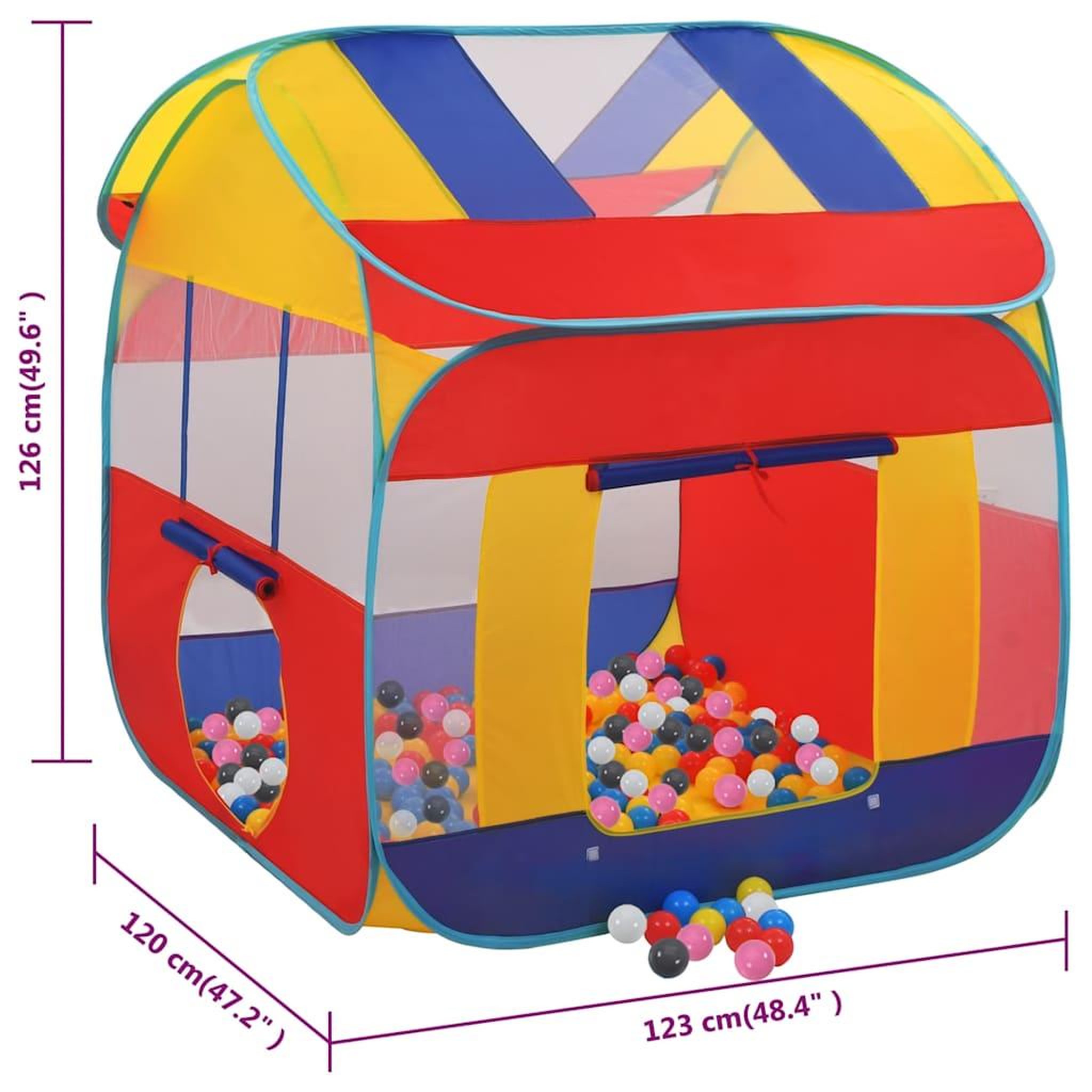 Voir la diapositive 6 : VIDAXL Tente de jeu avec 550 balles 123x120x126 cm