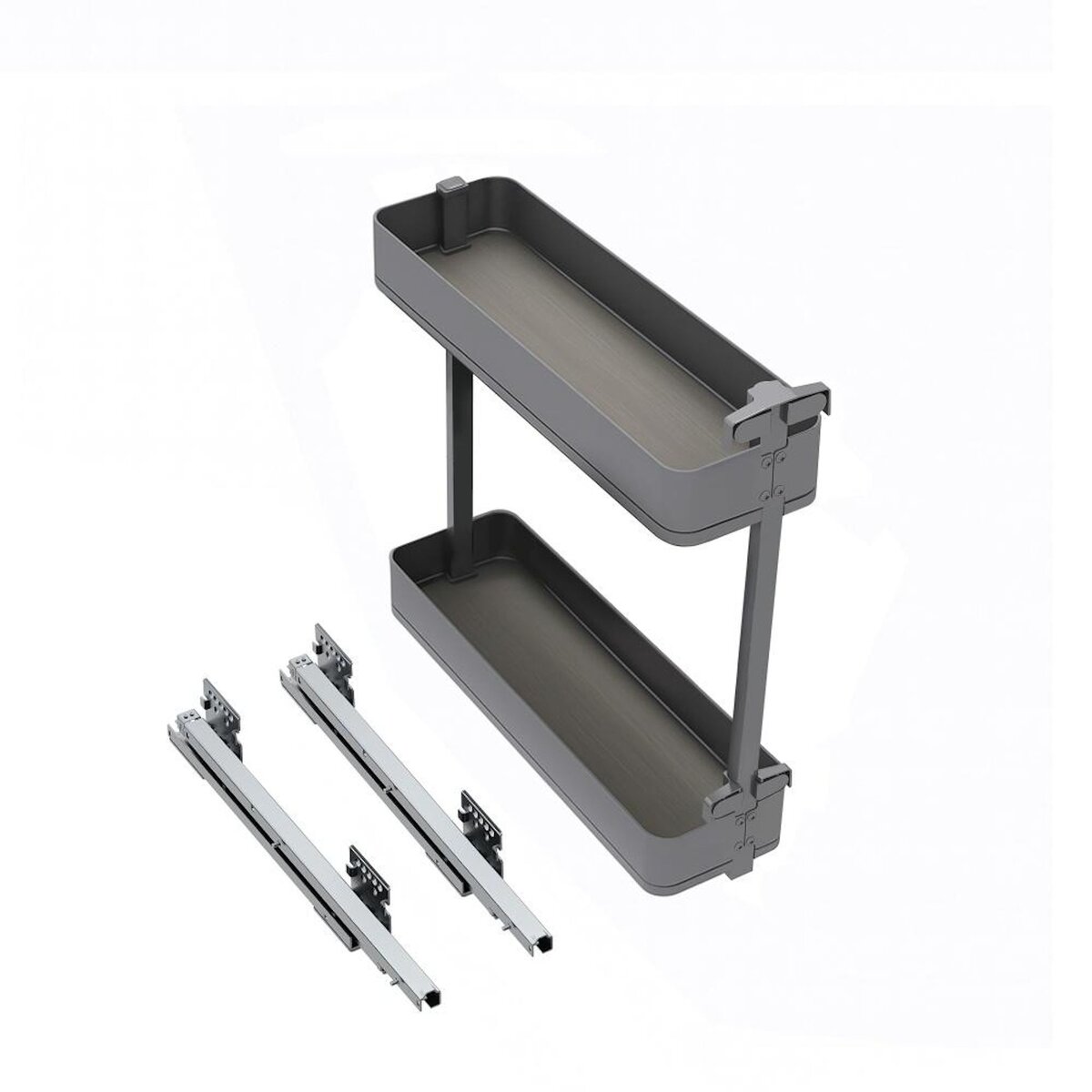 EMUCA SRL Porte-bouteilles latéral extractible Harmony avec fermeture amortie -  Module largeur 200mm hauteur 700mm -  Acier et Bois -  Gris anthracite