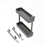 EMUCA SRL Porte-bouteilles latéral extractible Harmony avec fermeture amortie -  Module largeur 200mm hauteur 700mm -  Acier et Bois -  Gris anthracite