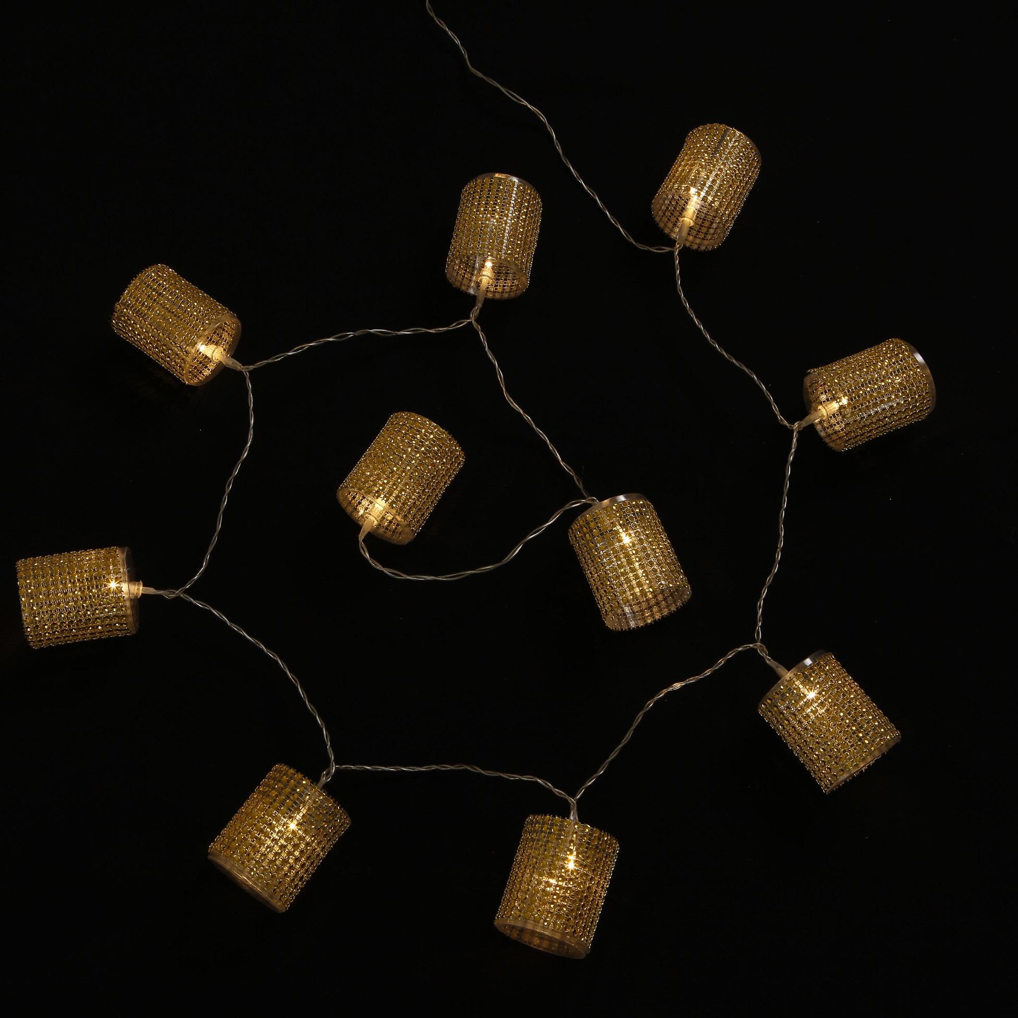 Voir la diapositive 2 : Eden Guirlande lumineuse intérieure tube strass or 10 led