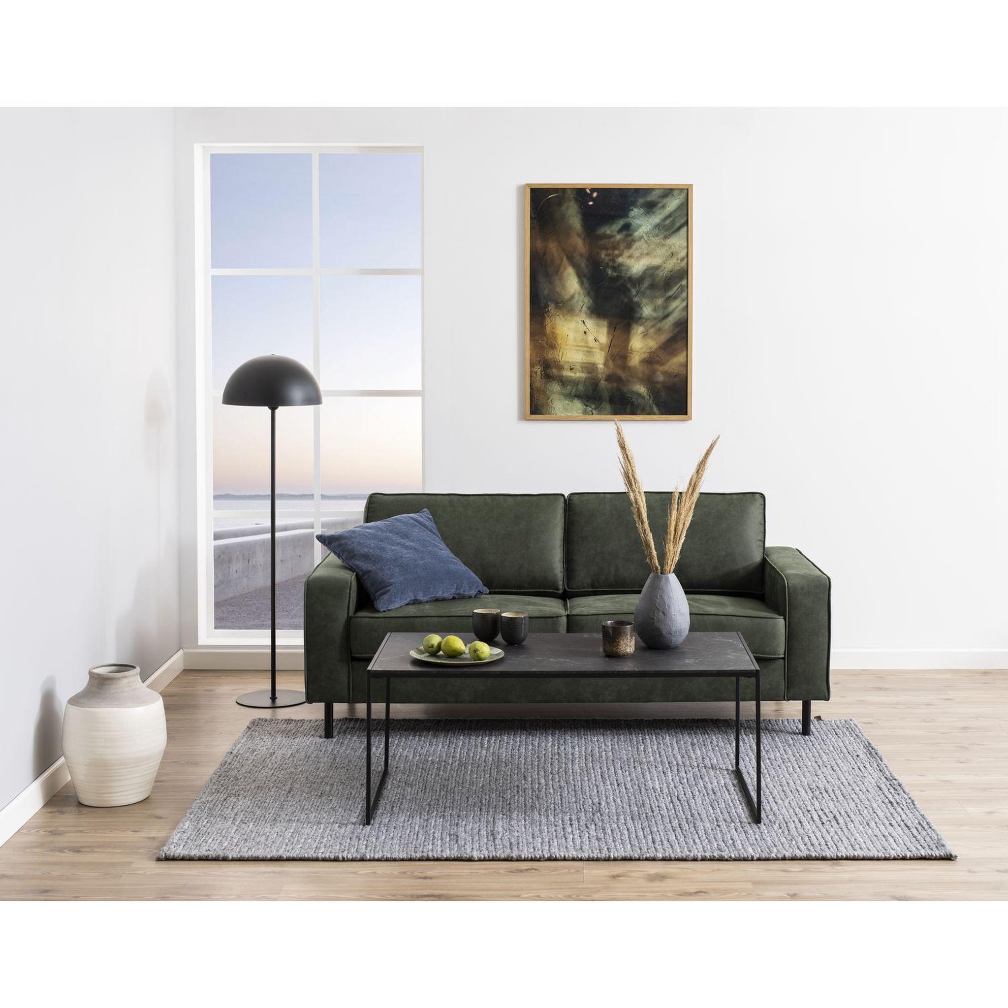 Voir la diapositive 2 : TOILINUX Table basse rectangulaire en mélaminé et métal - L.120 cm x H. 48 cm - Noir