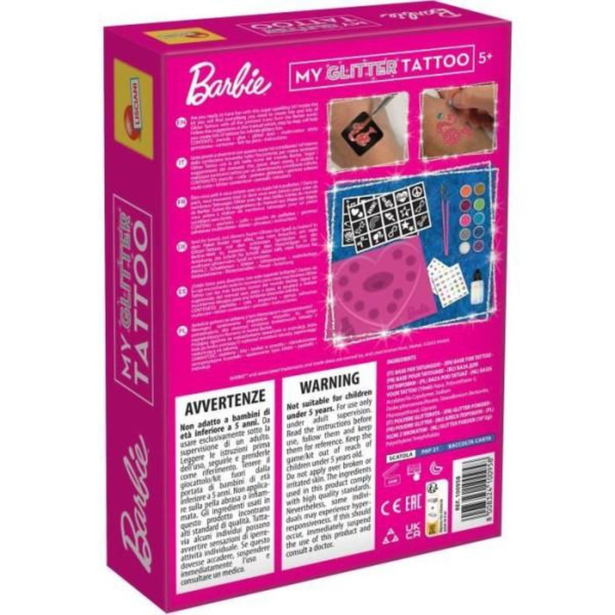 Voir la diapositive 5 : LISCIANI GIOCHI Kit de tatouages pailletés Barbie - LISCIANI GIOCHI - Créez des tatouages colorés et scintillants
