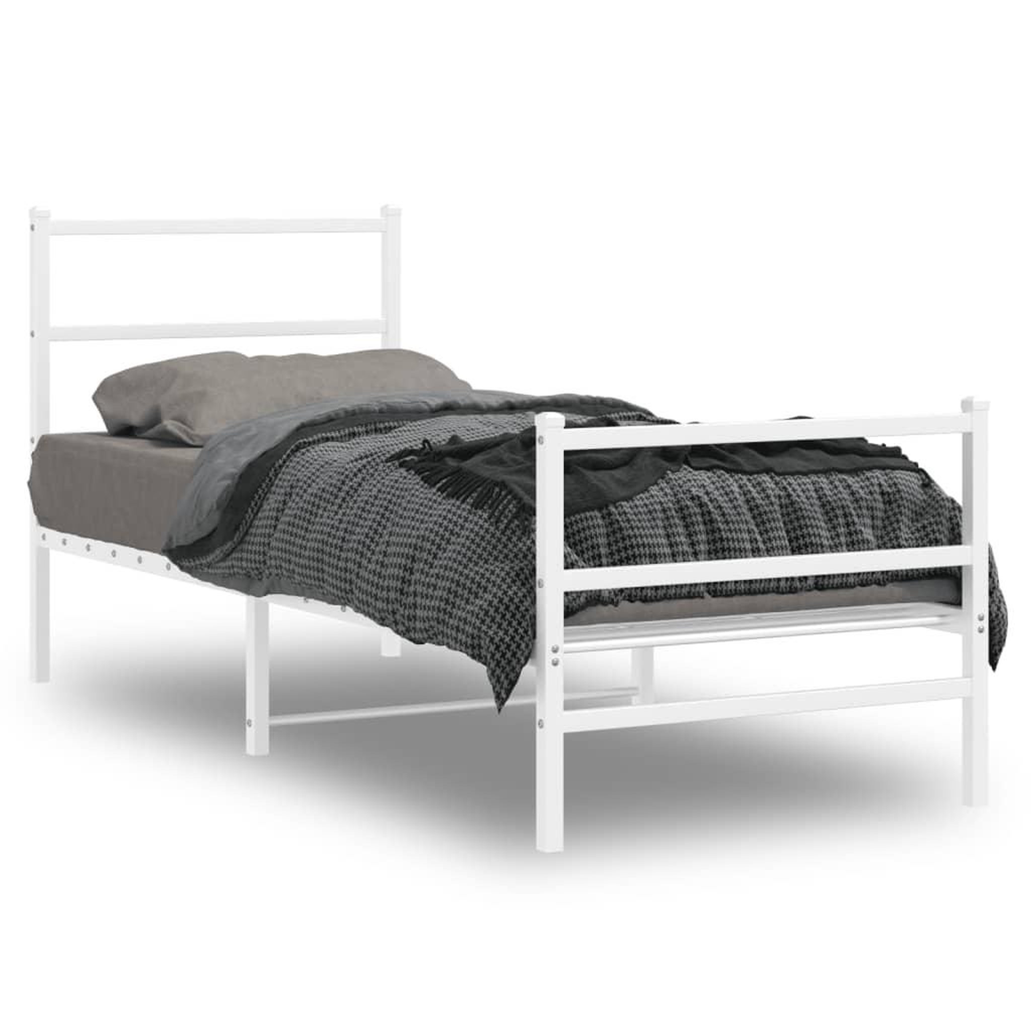 VIDAXL Cadre de lit metal sans matelas avec pied de lit blanc 80x200cm