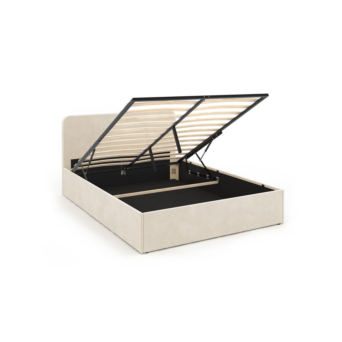 Lit coffre velours avec sommier relevable 140x190 cm AMBRE