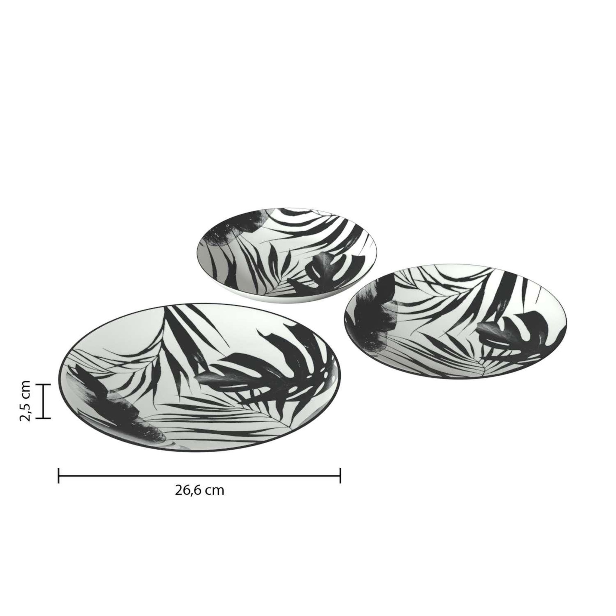 Voir la diapositive 4 : SECRET DE GOURMET Service vaisselle 18 pièces palmier - noir