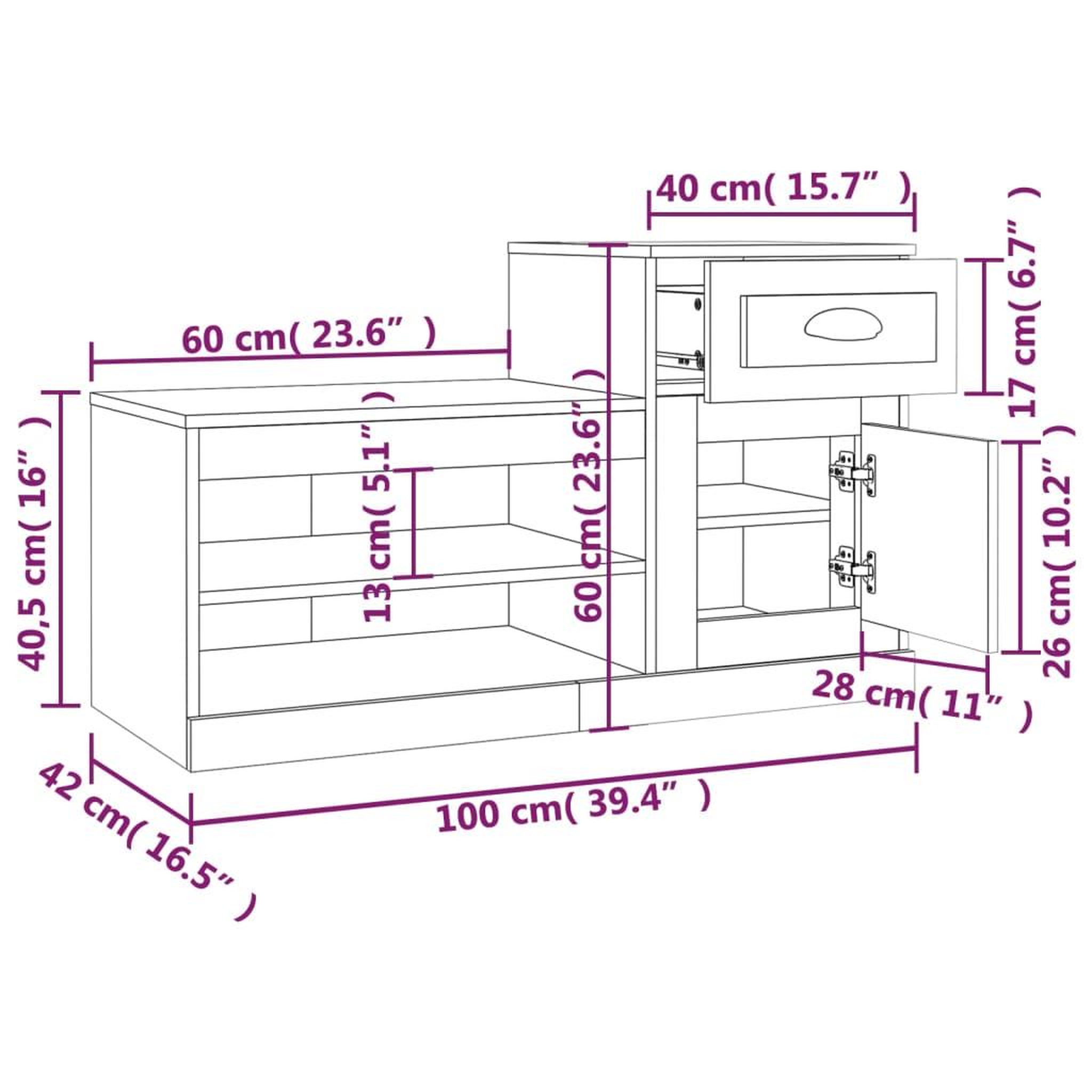 Voir la diapositive 6 : VIDAXL Armoire a chaussures gris beton 100x42x60 cm bois d'ingenierie