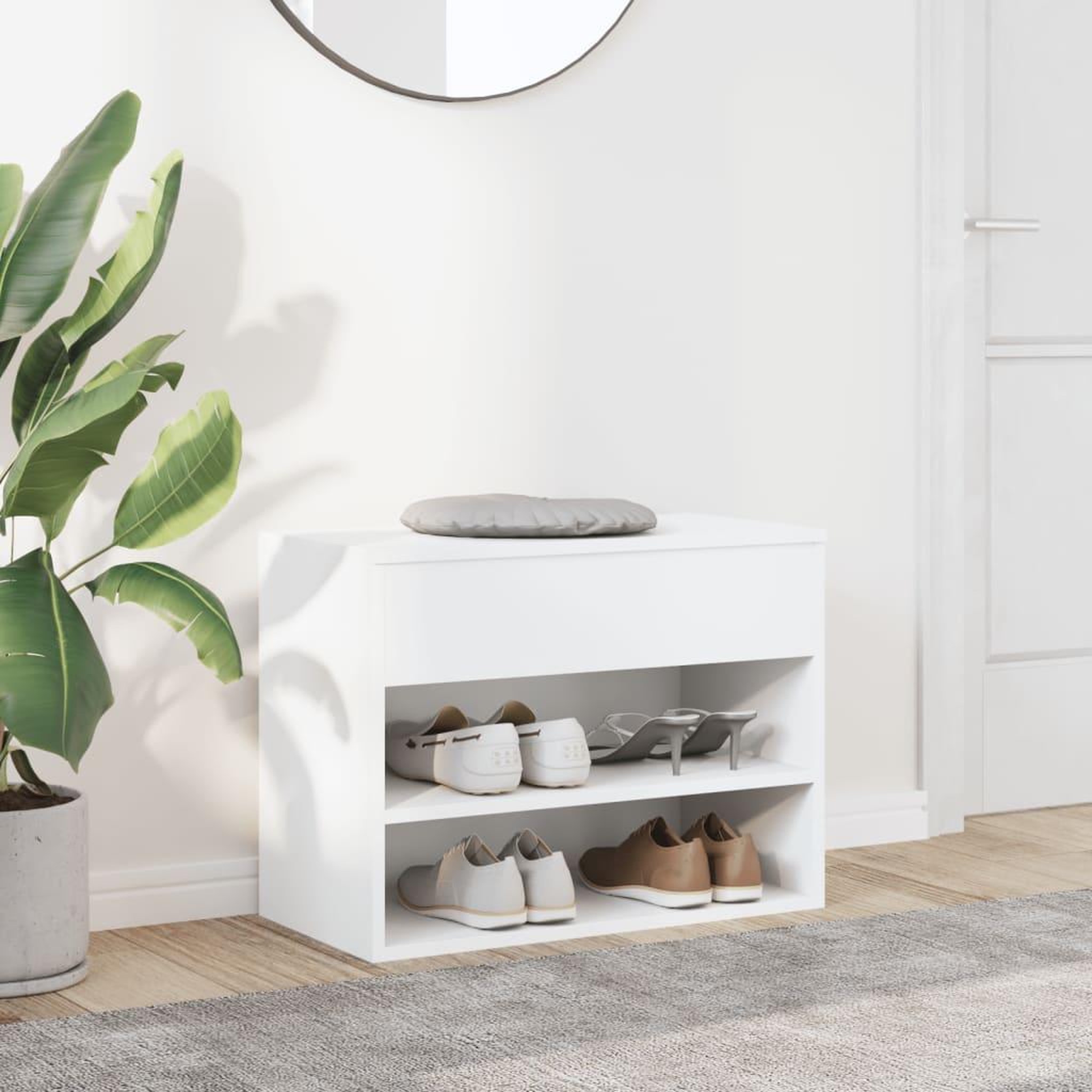 Voir la diapositive 3 : VIDAXL Banc a chaussures Blanc 60x30x45 cm Bois d'ingenierie