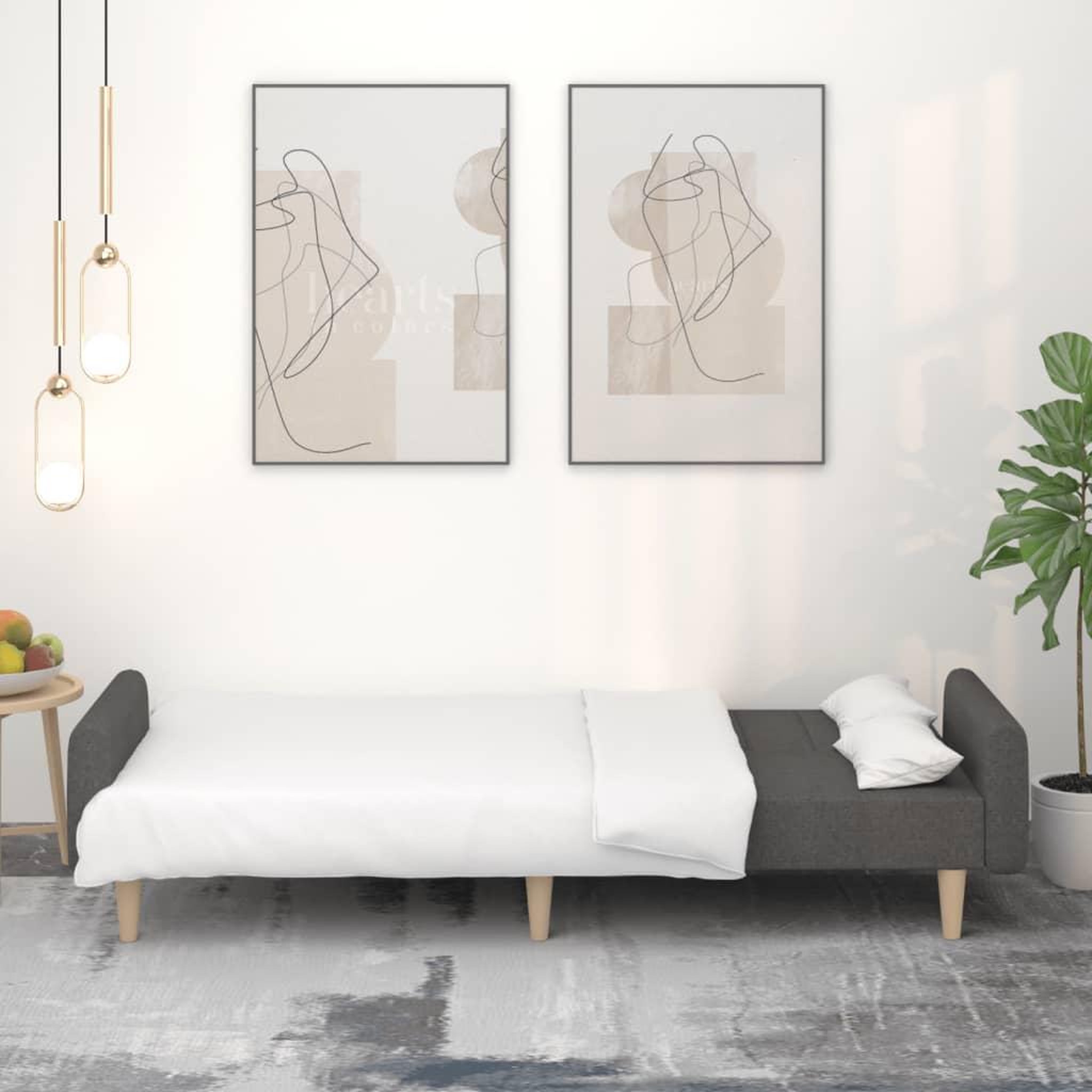 Voir la diapositive 3 : VIDAXL Canape-lit a 2 places gris fonce tissu