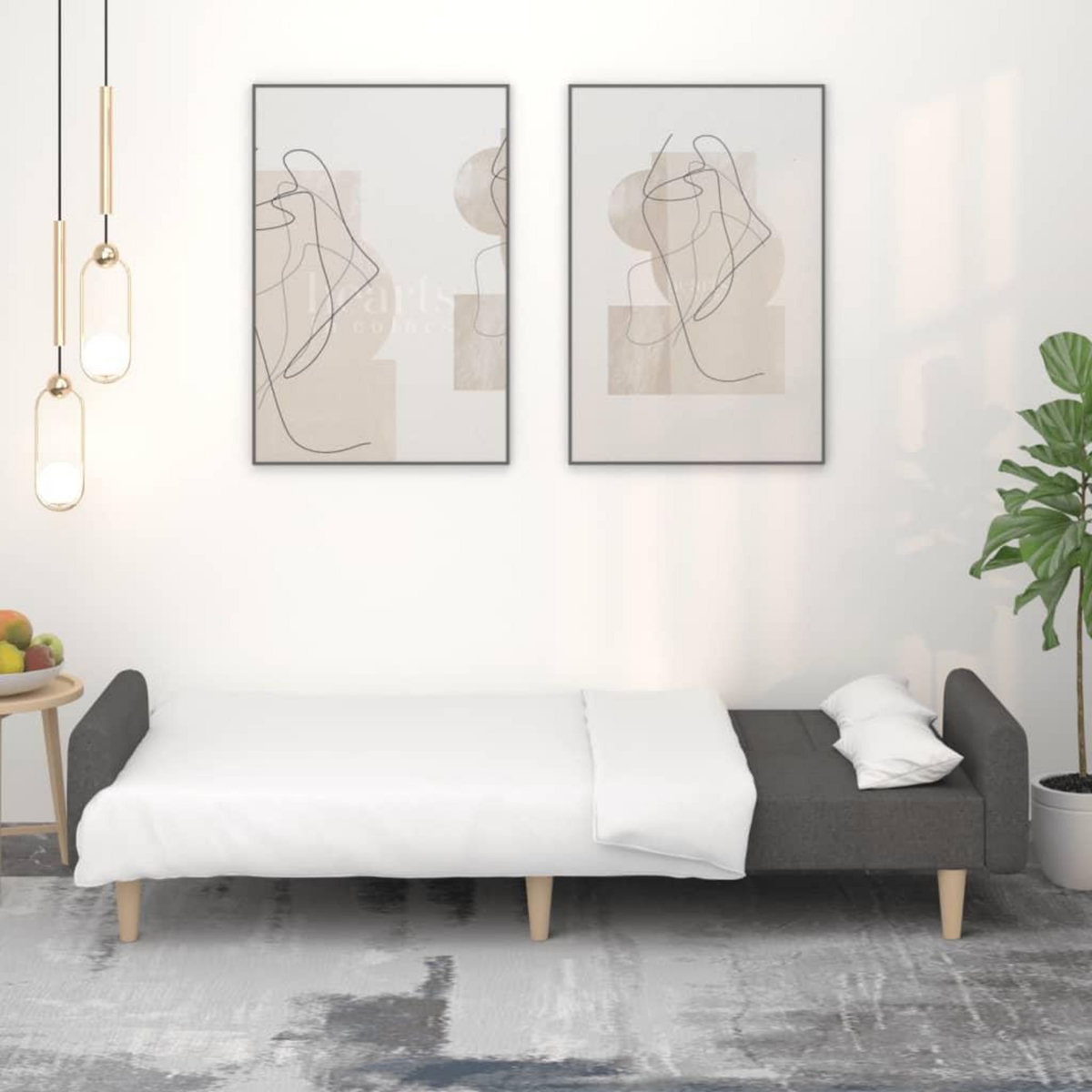 VIDAXL Canape-lit a 2 places gris fonce tissu