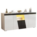 MERAX Buffet 4 porte(s) 0 tiroir(s) - 140 cm blanc+noir led panneau de particules