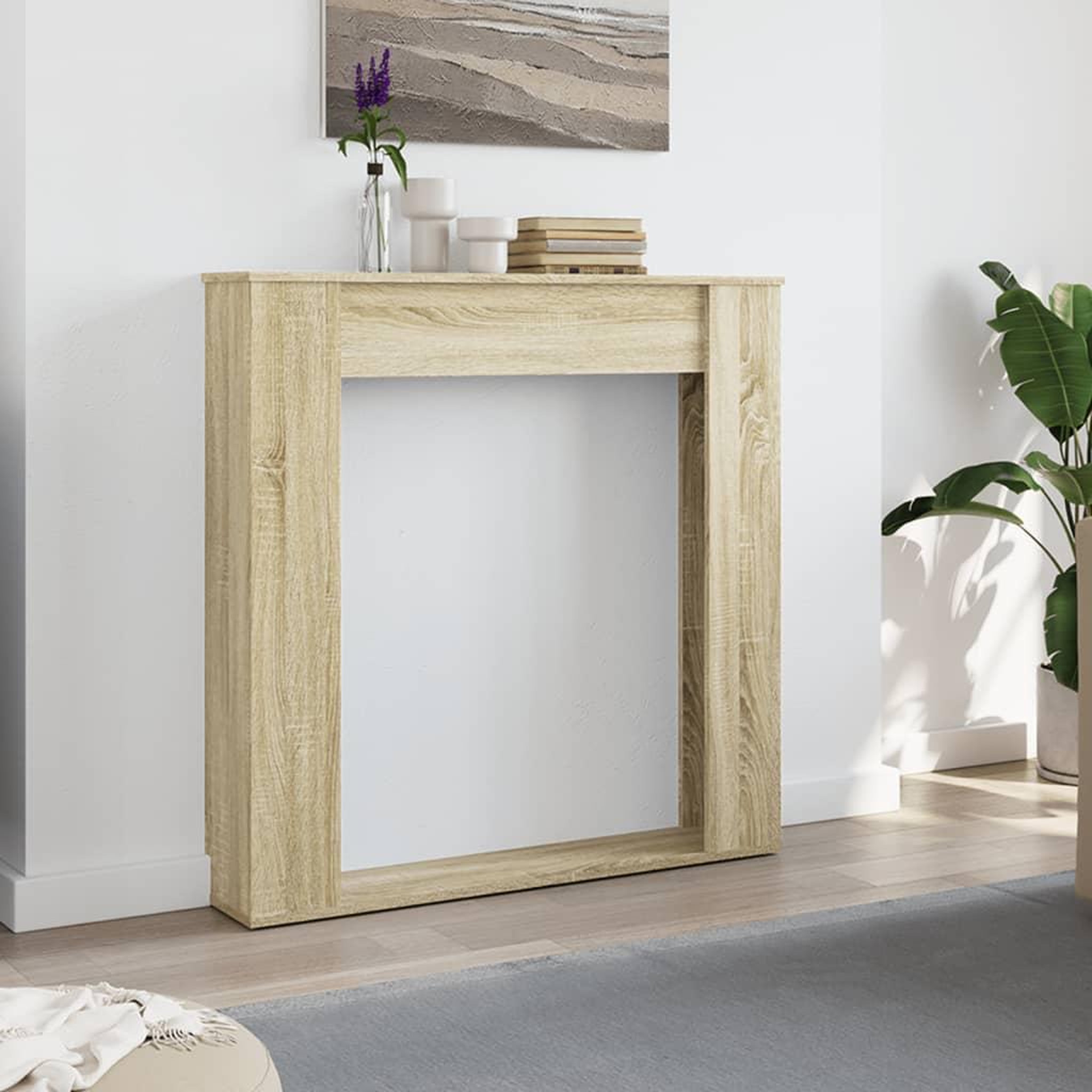 Voir la diapositive 3 : VIDAXL Cadre de cheminee chene sonoma 100x20x100 cm bois d'ingenierie