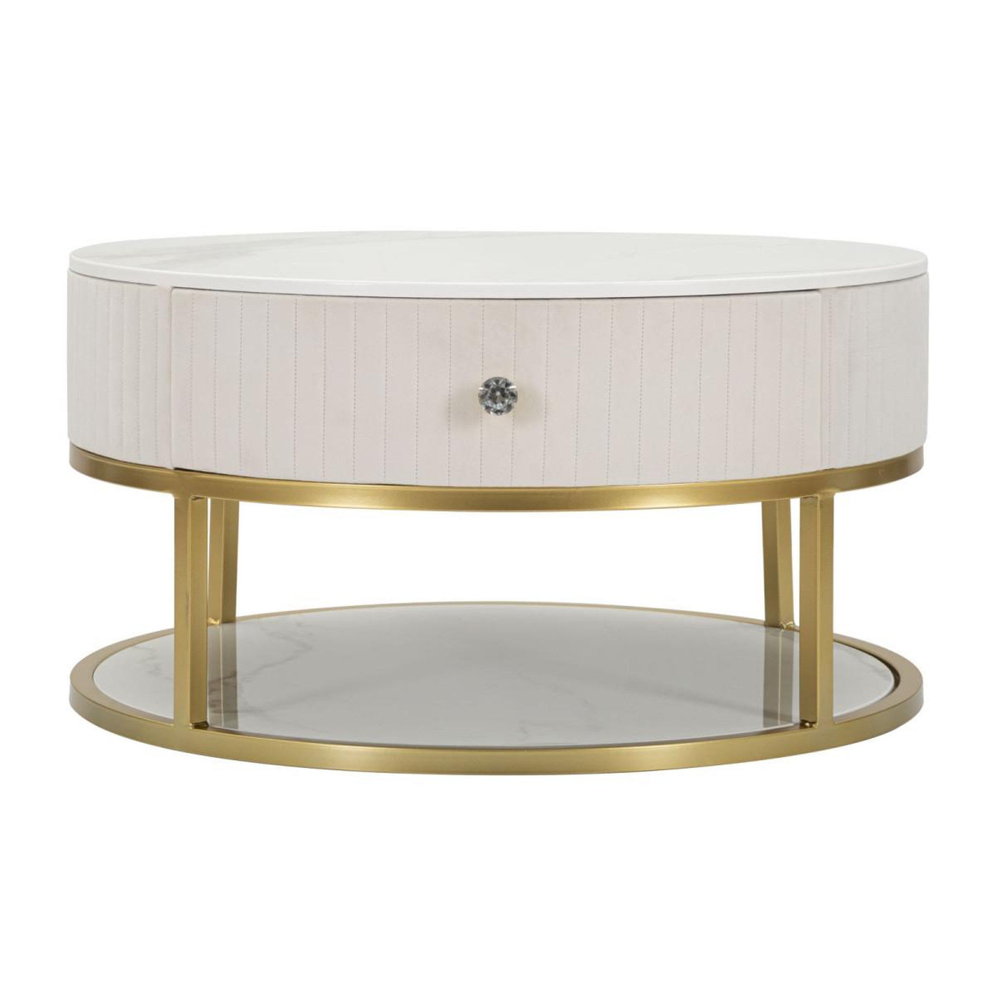 Paris Prix Table basse effet marbre  montpellier  75cm crème & or