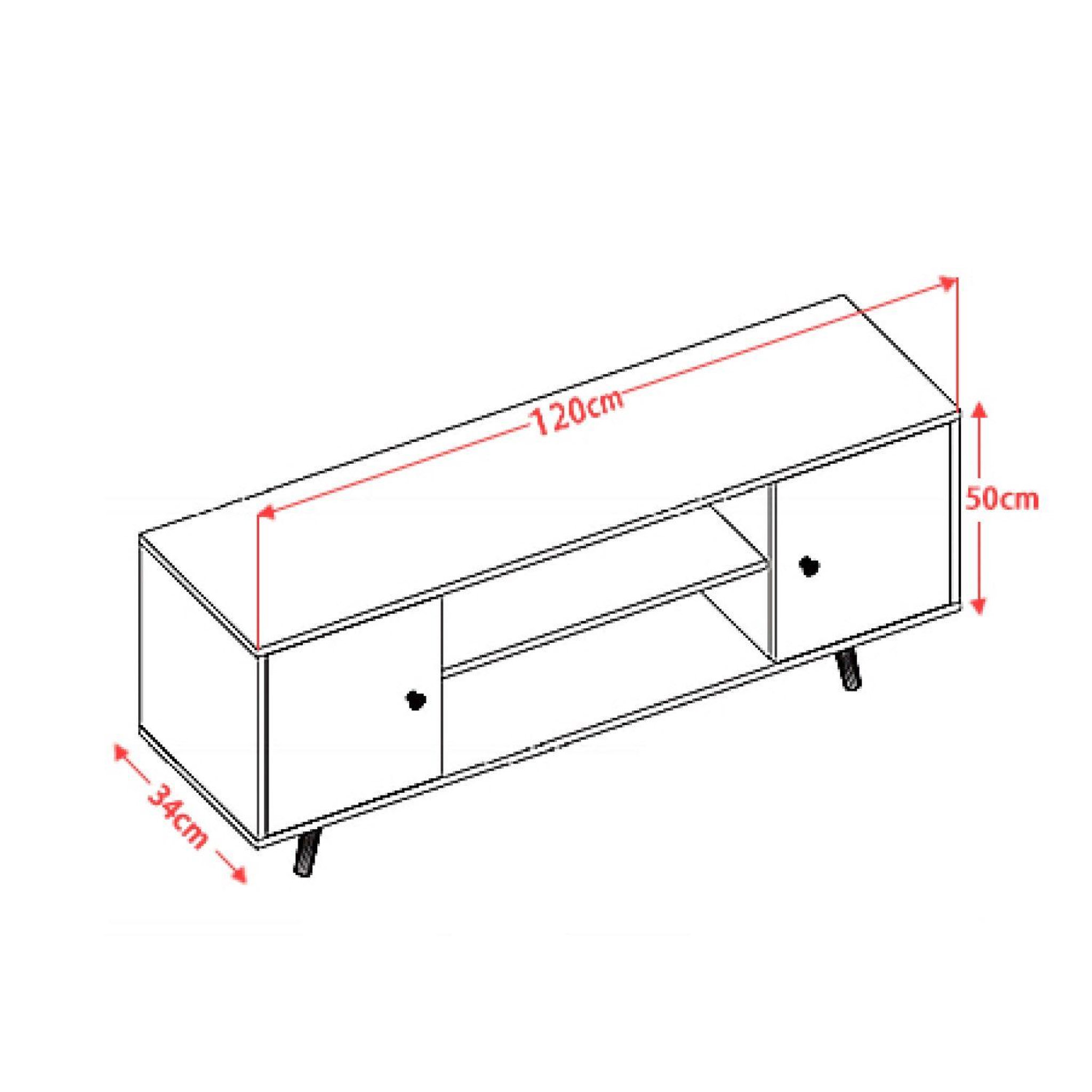 Voir la diapositive 3 : TOILINUX Meuble tv design samy - l. 120 x h. 50 cm - blanc et gris foncé